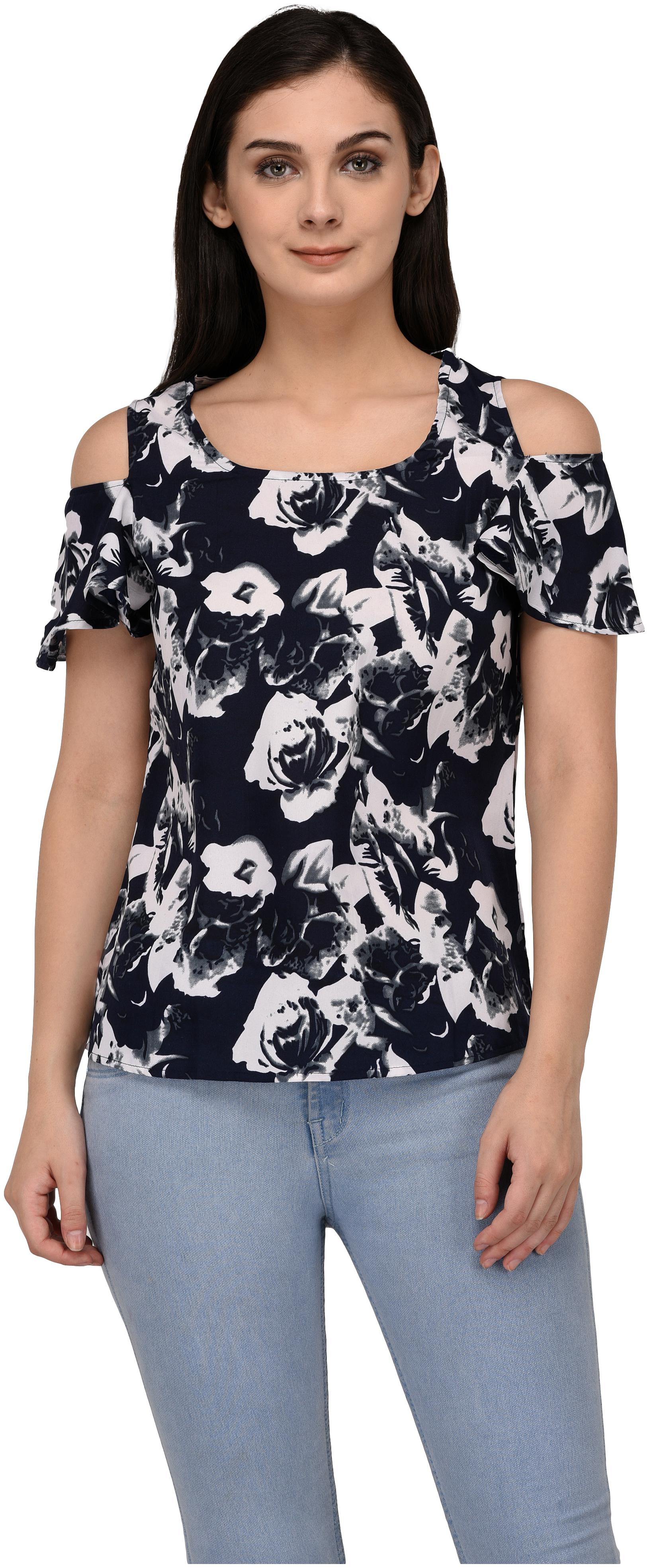 

VASHIST Women Printed Regular top - Black