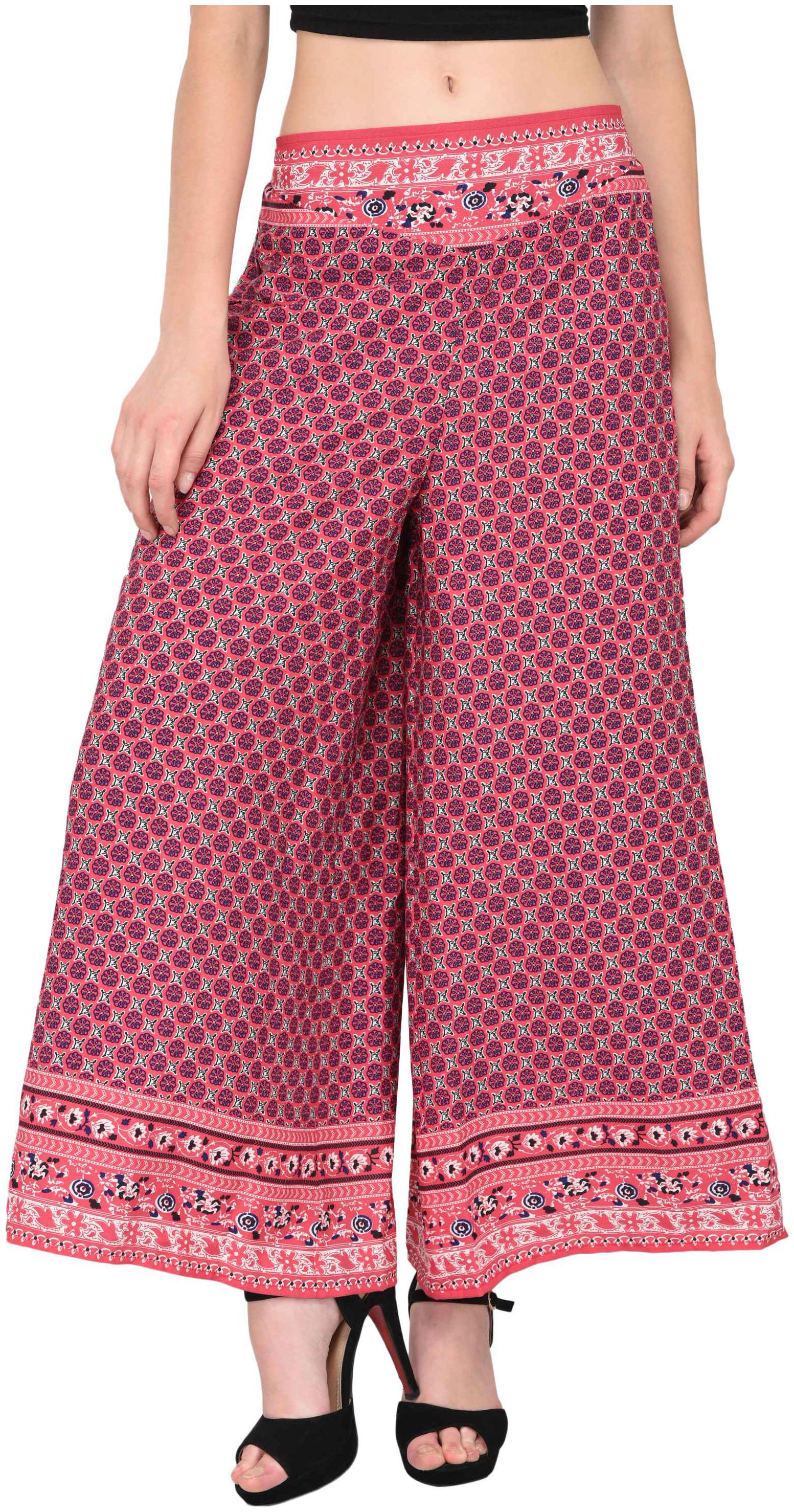 

VASHIST Pink Printed Flared Palazzo