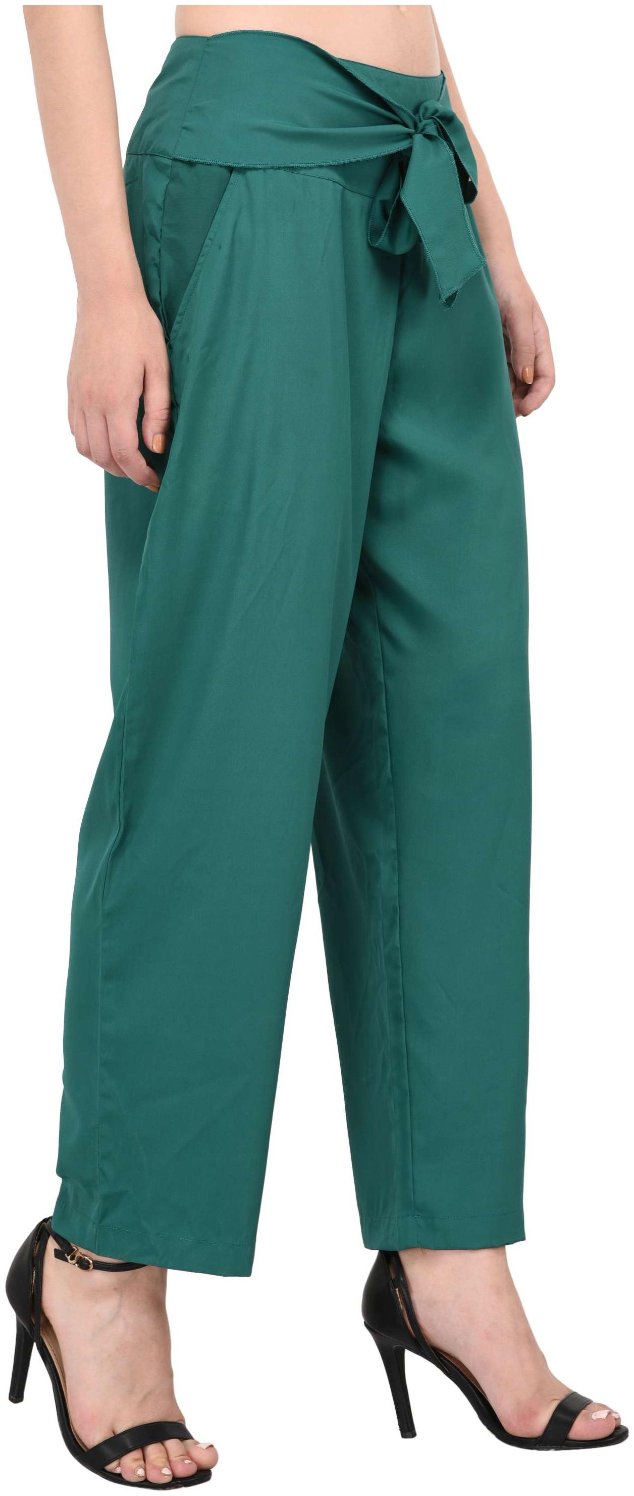 

Vashist Women Rayon Green Solid Solid Straight Palazzo