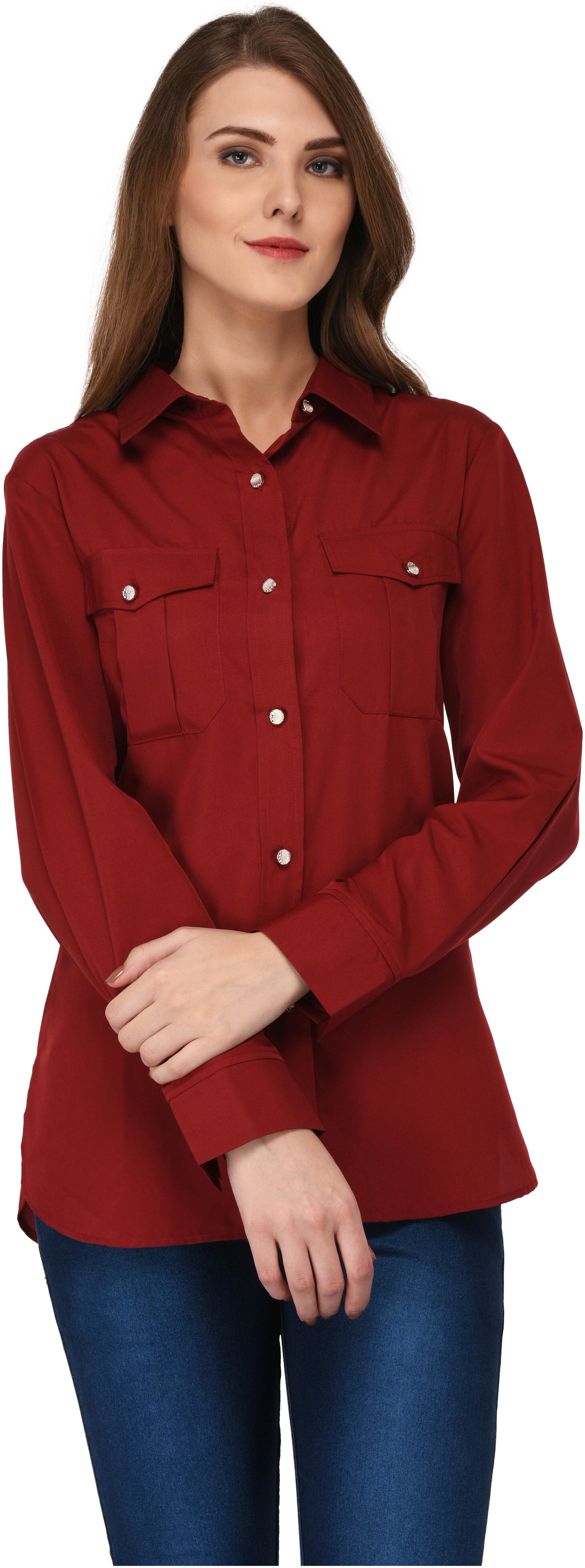 

VASHIST Women Maroon Solid Regular Fit Shirt