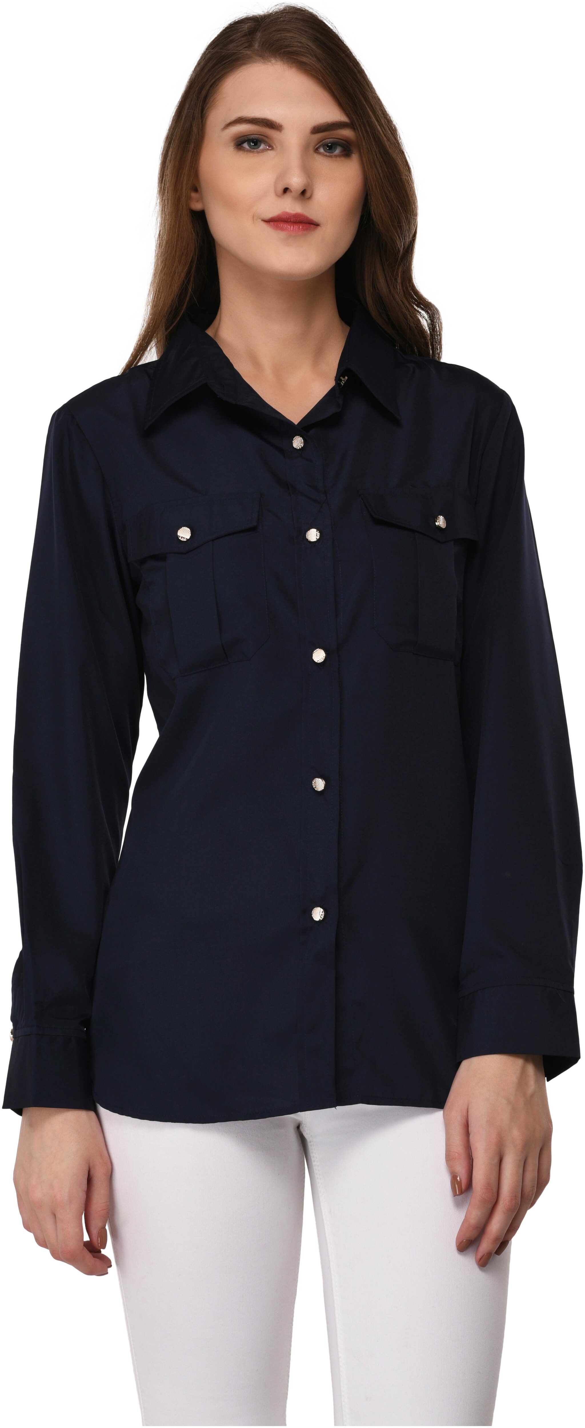 

VASHIST Women Blue Solid Regular Fit Shirt