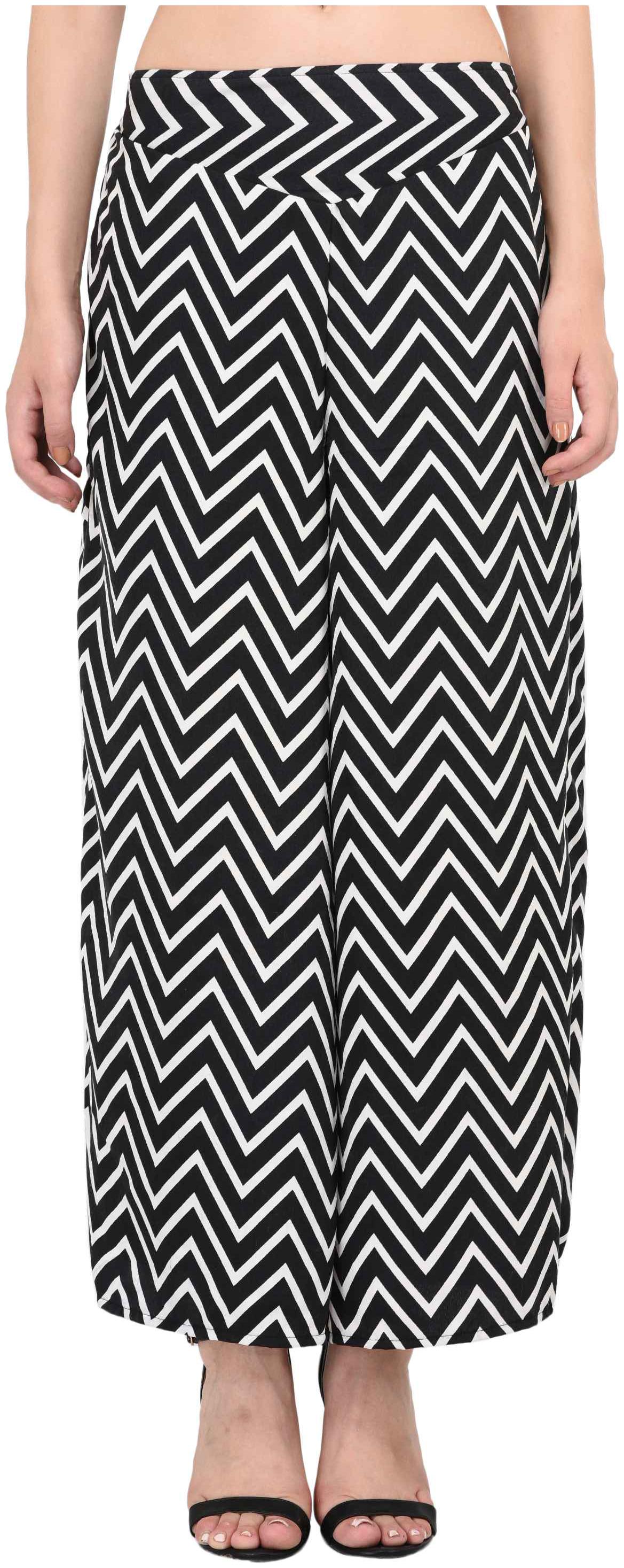

Vashist Women Crepe Black and White Lined Flared Palazzo