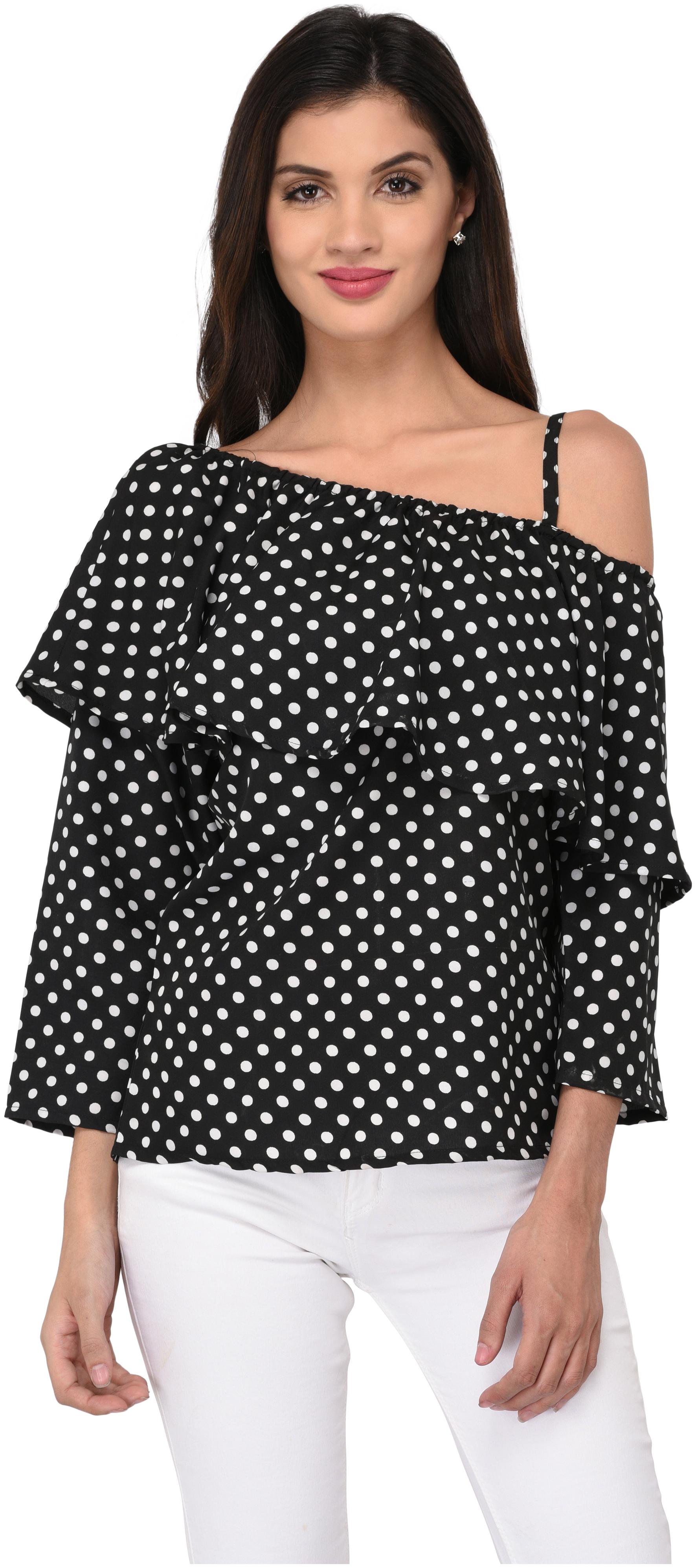 

VASHIST Women Solid A-line top - Black