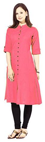 

Vastraa Fusion Women Pink Solid Straight Kurta