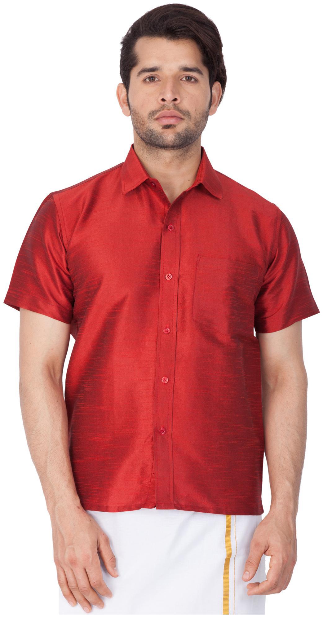 

VASTRAMAY Men Maroon Solid Regular Fit Casual Shirt