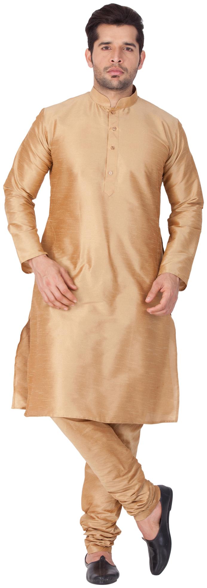 

Vastramay Men Gold Cotton Silk Kurta and Pyjama Set