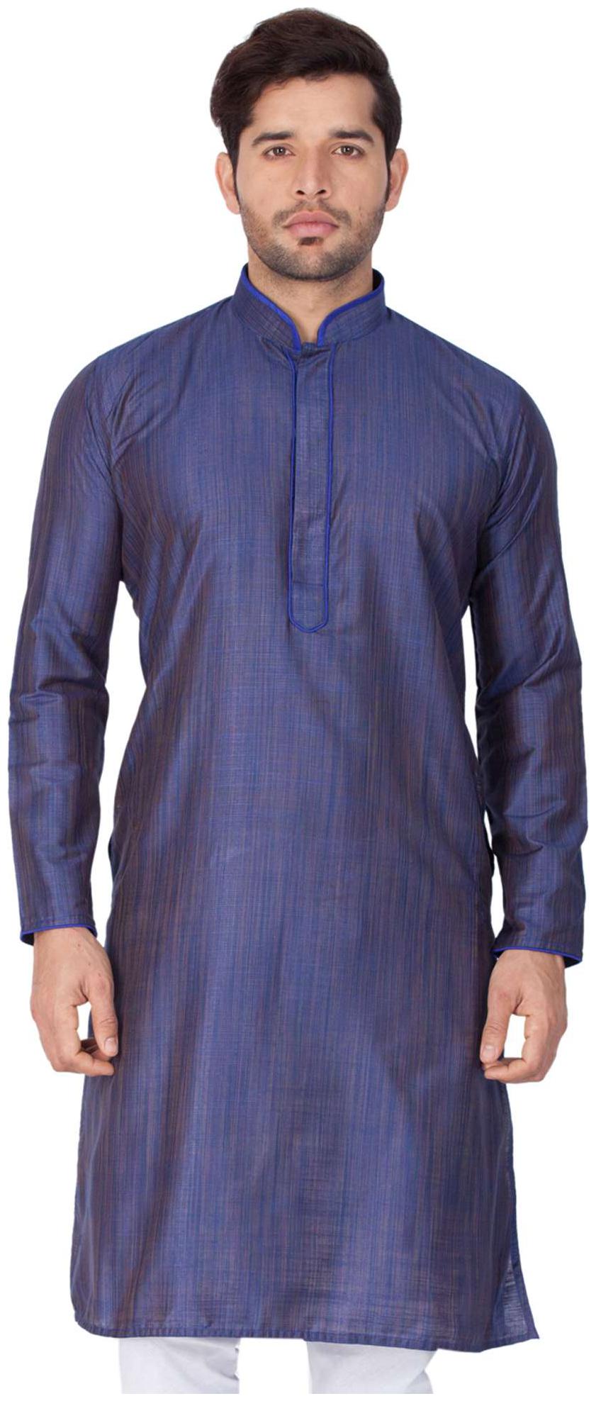 

Vastramay Men Blue Cotton Silk Only Kurta