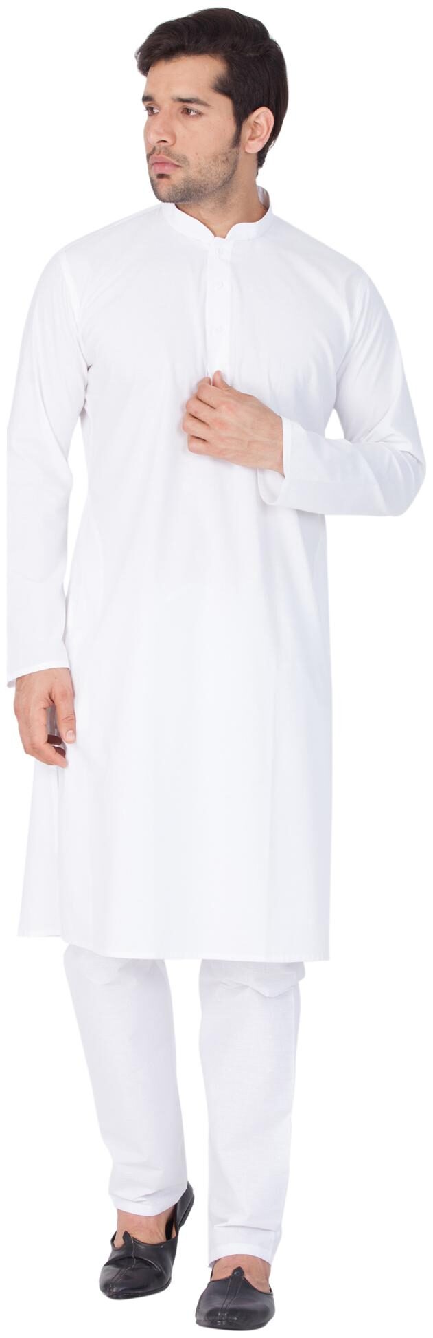 

Vastramay Men White Cotton Kurta and Pyjama Set