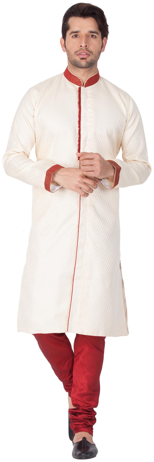 

Vastramay Men sherwani Style Cotton Silk Kurta and Pyjama Set