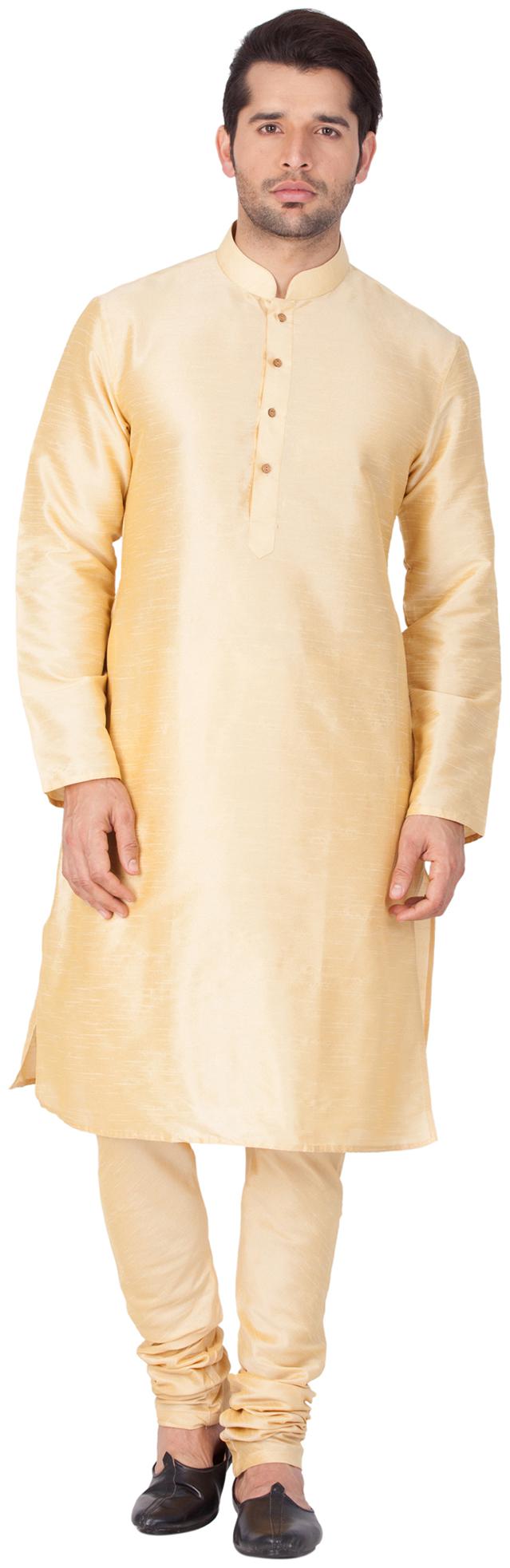 

Vastramay Men Gold Cotton Silk Kurta and Pyjama Set