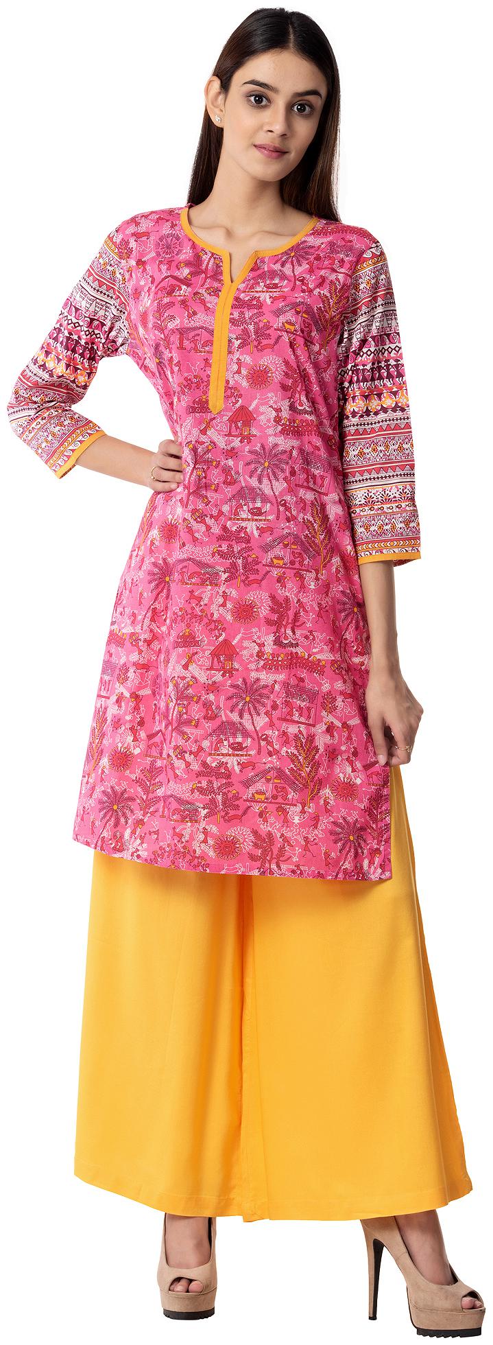 

VASVI Women Pink Printed Regular Kurti