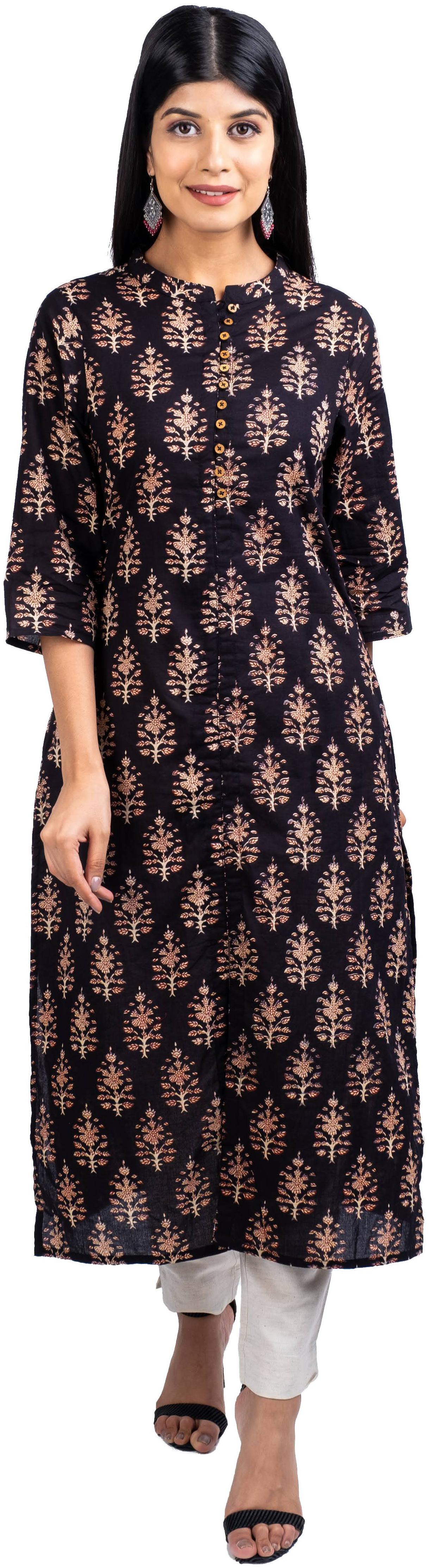 

VASVI Women Black Printed Regular Kurti