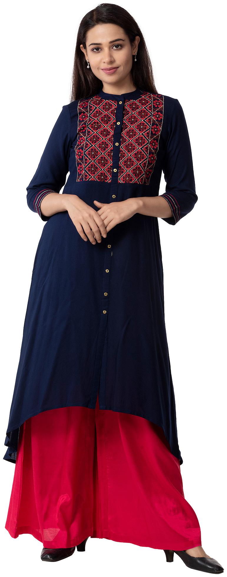 

VASVI Women Blue Printed Regular Kurti