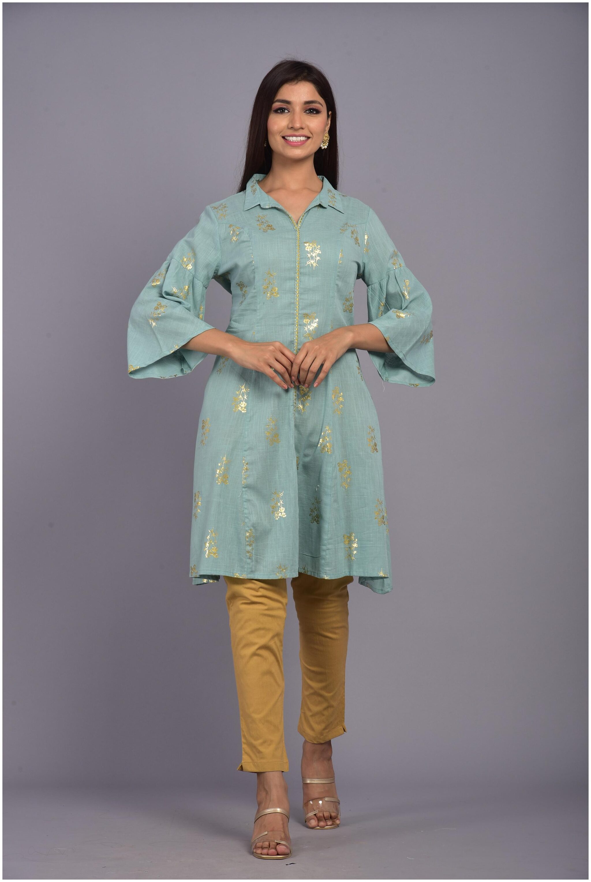 

VASVI Women Blue Printed Regular Kurta