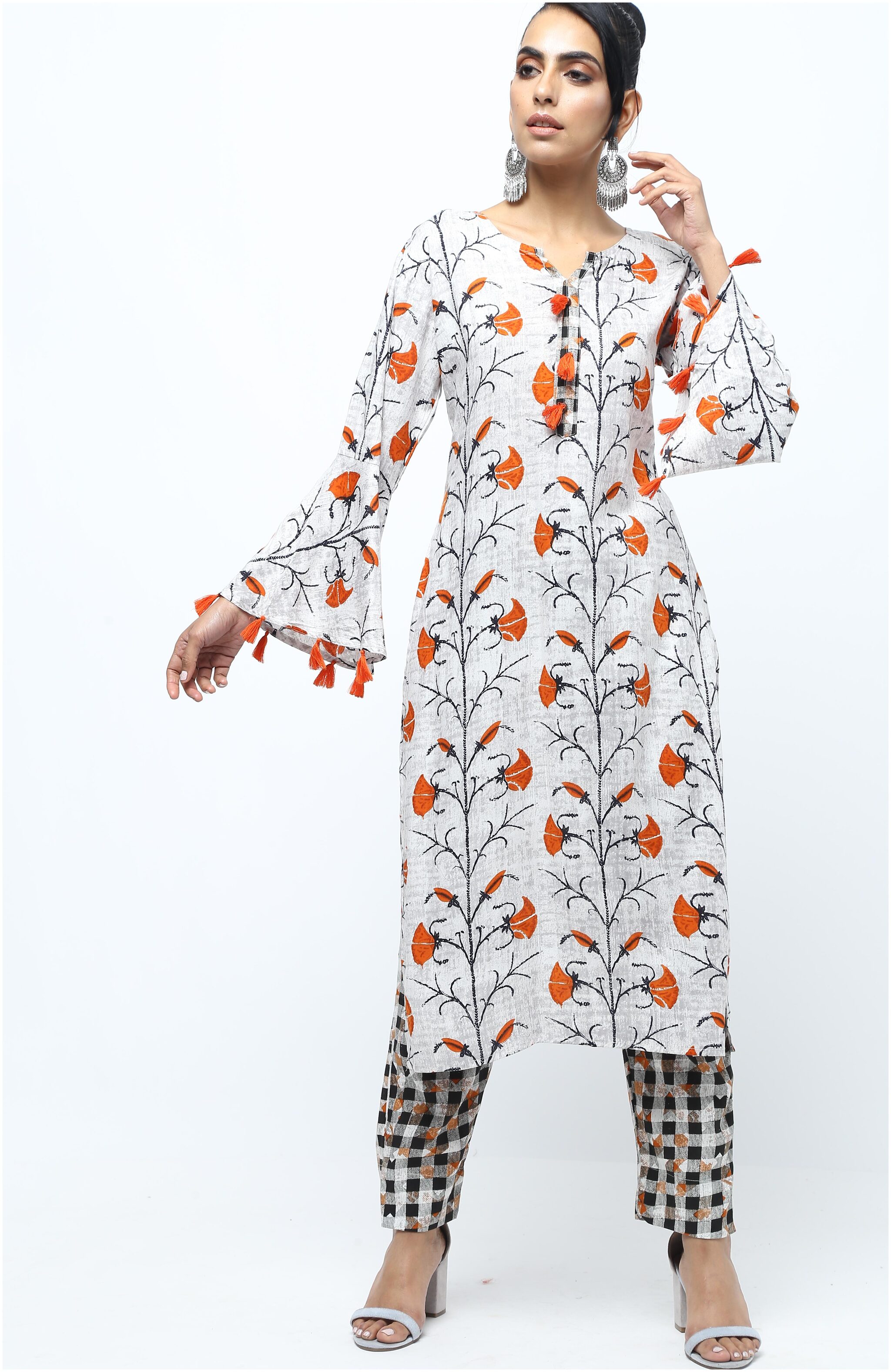 

VEDANA Rayon Medium Festival Kurta With Pants Grey