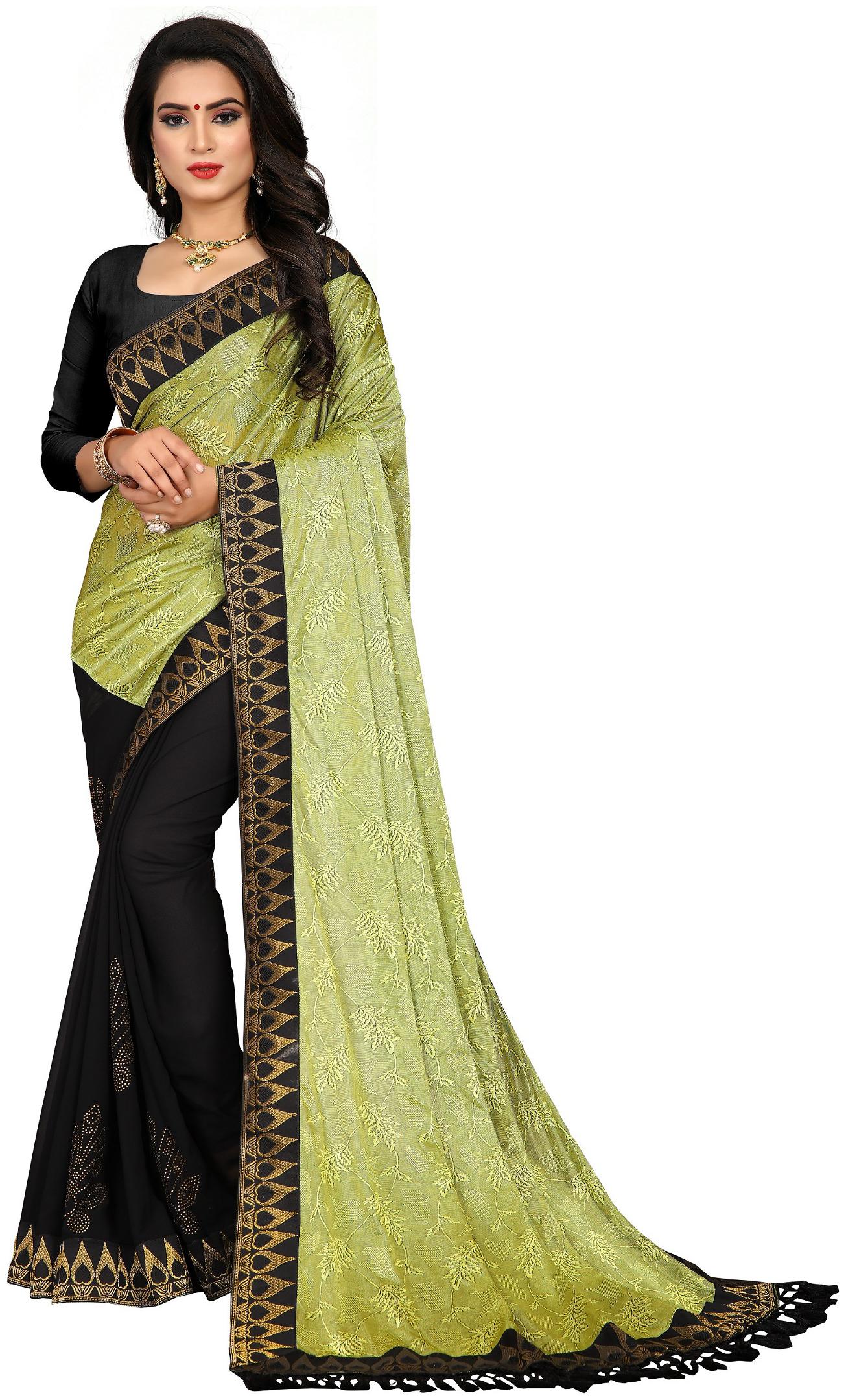 

Vedant Vastram Georgette Embroidered Green Designer Saree For Women