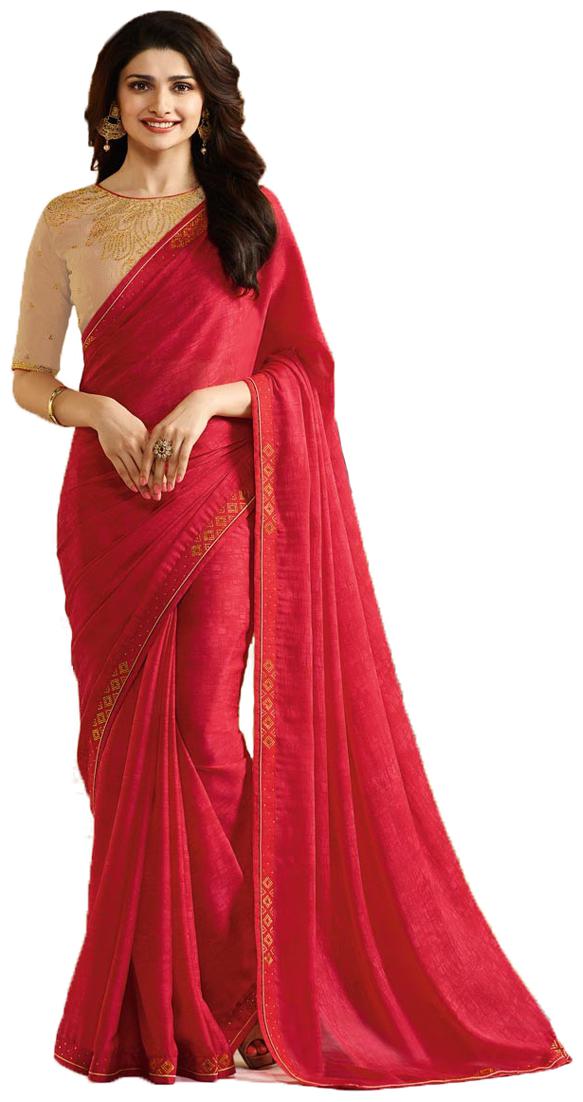 

Vedant Vastram Silk Printed Red Designer Saree For Women