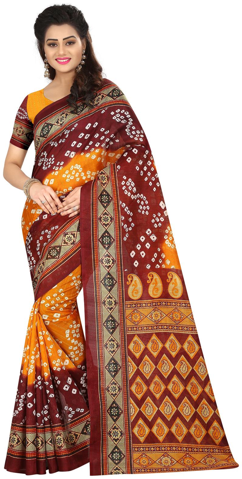 

Vedant Vastram Women s Bhagalpuri Silk Printed Saree With Blouse Piece (Multi Colour)