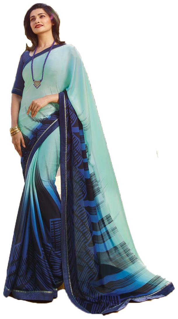 

Vedant Vastram Silk Printed Blue Designer Saree For Women