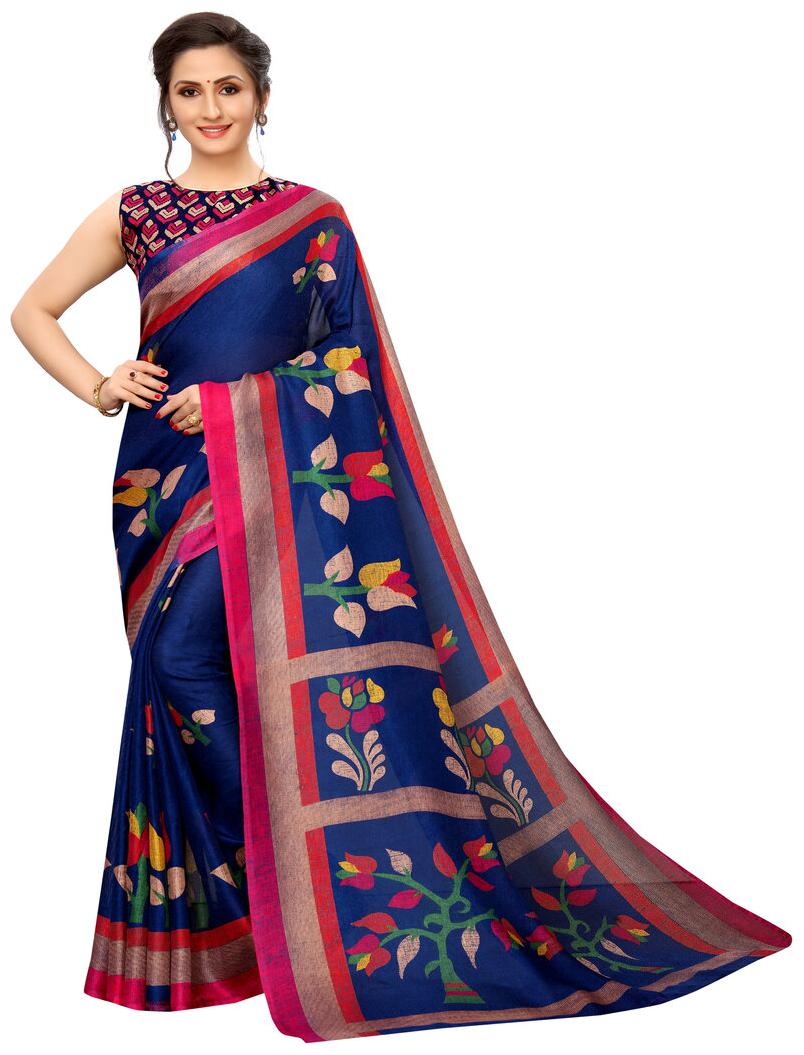 

Vedant Vastram Cotton Floral Blue Designer Saree For Women