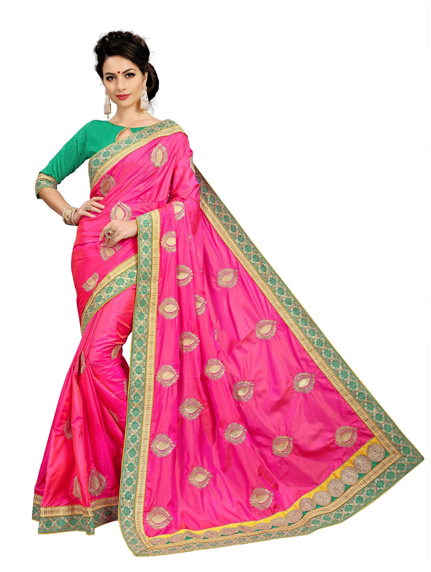 

Vedant Vastram Georgette Embroidered Pink Designer Saree For Women