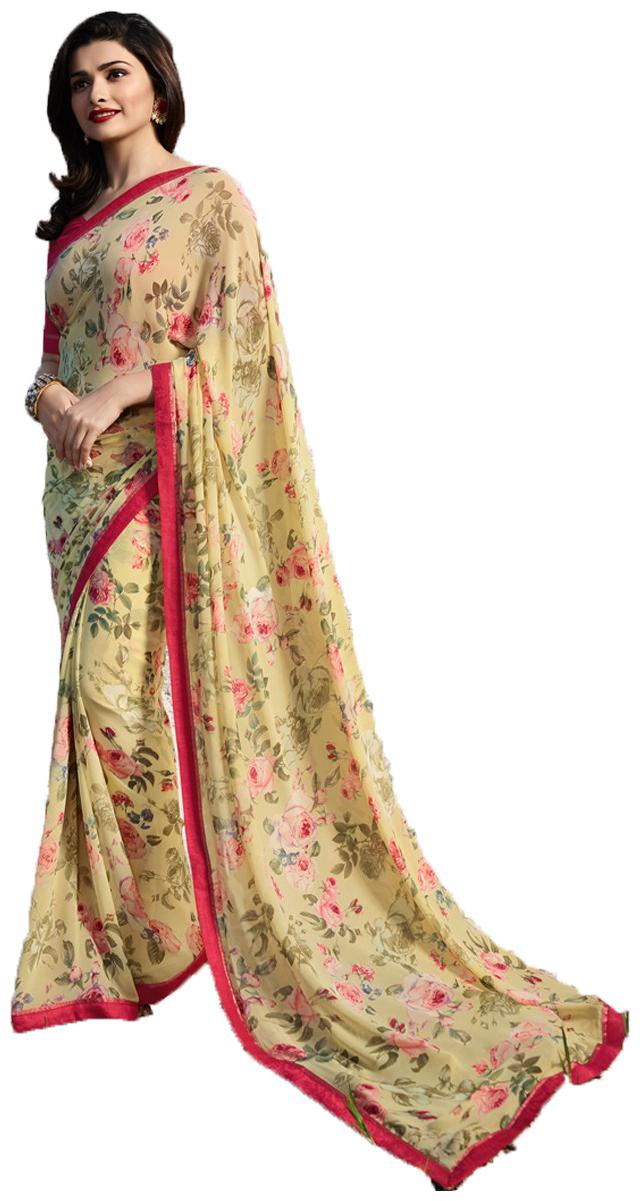 

Vedant Vastram Georgette Floral Beige Designer Saree For Women