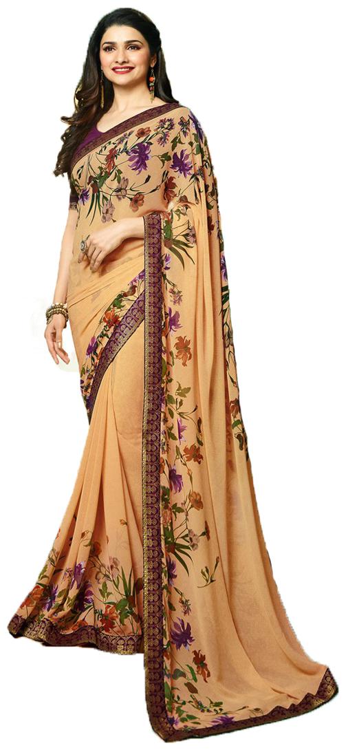 

Vedant Vastram Georgette Floral Beige Designer Saree For Women