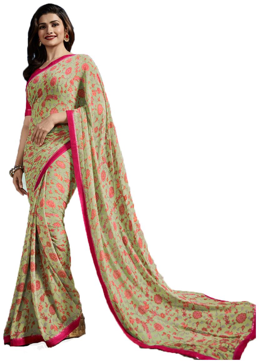 

Vedant Vastram Georgette Floral Green Designer Saree For Women