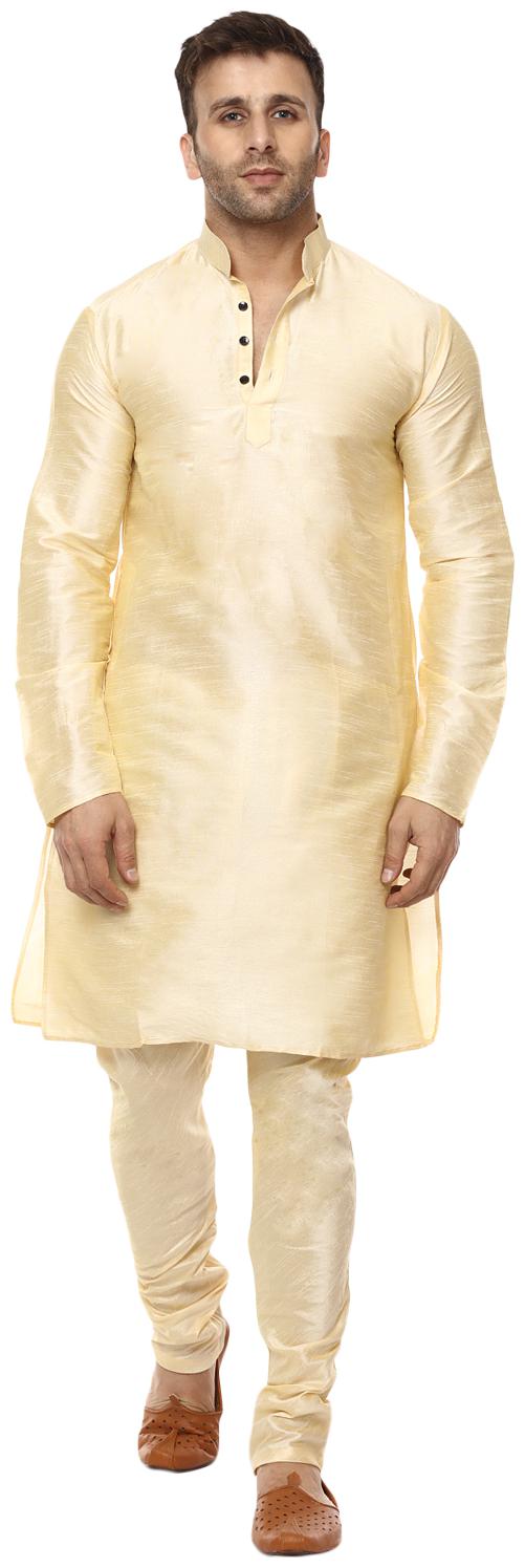 

Veera Paridhaan Plain Beige Chinese Collar Men Kurta- Payjama Set