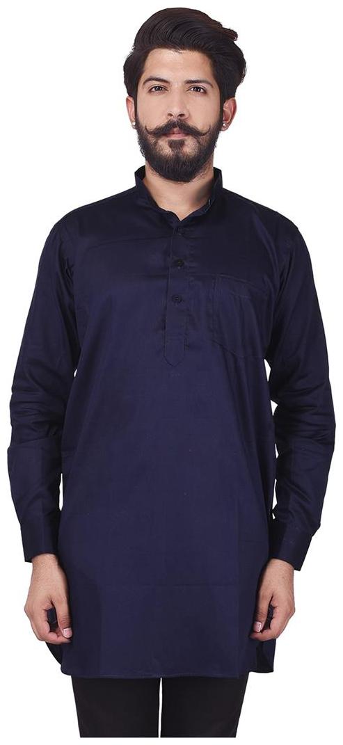 

Veera Paridhaan Men s Party Wear Cotton Blue Solid Pattern Kurta