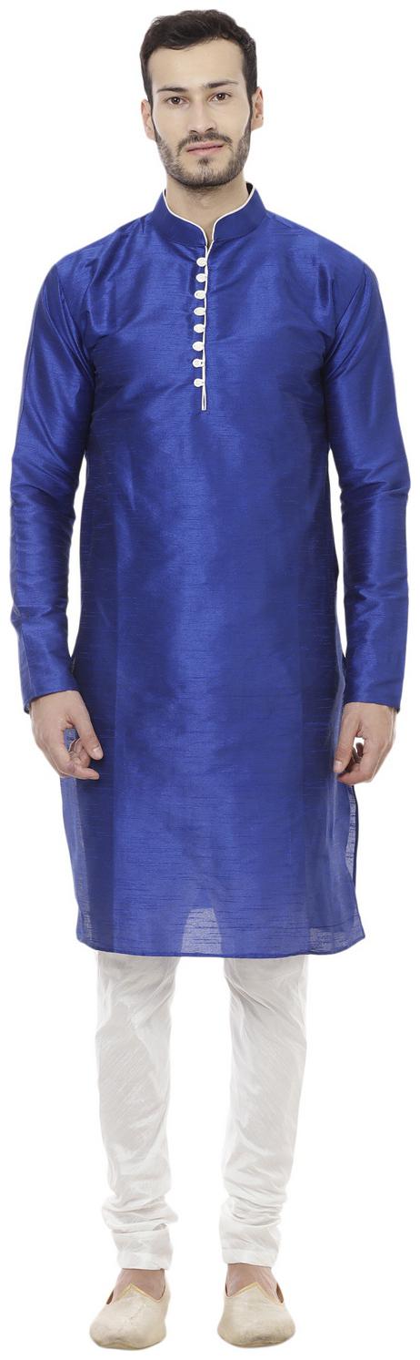 

Veera Paridhaan Blue White Men s Solid Long Kurta Payjama set