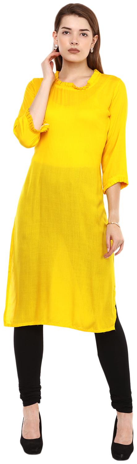 

Veera Paridhaan Women Yellow Solid Straight Kurti