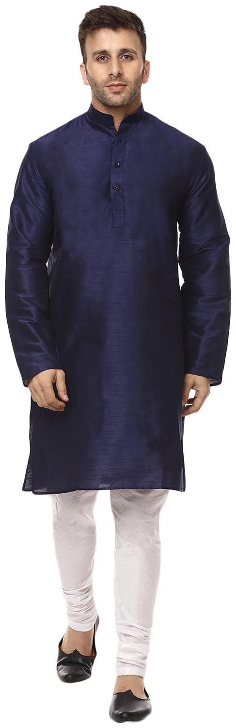 

Veera Paridhaan Plain Blue and White Chinese Collar Men Kurta- Payjama Set