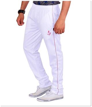 VEGO White polyester pencil fit Track Pant