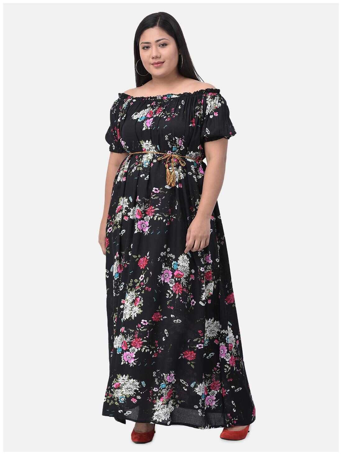 

VELDRESS Black Floral Fit flare dress