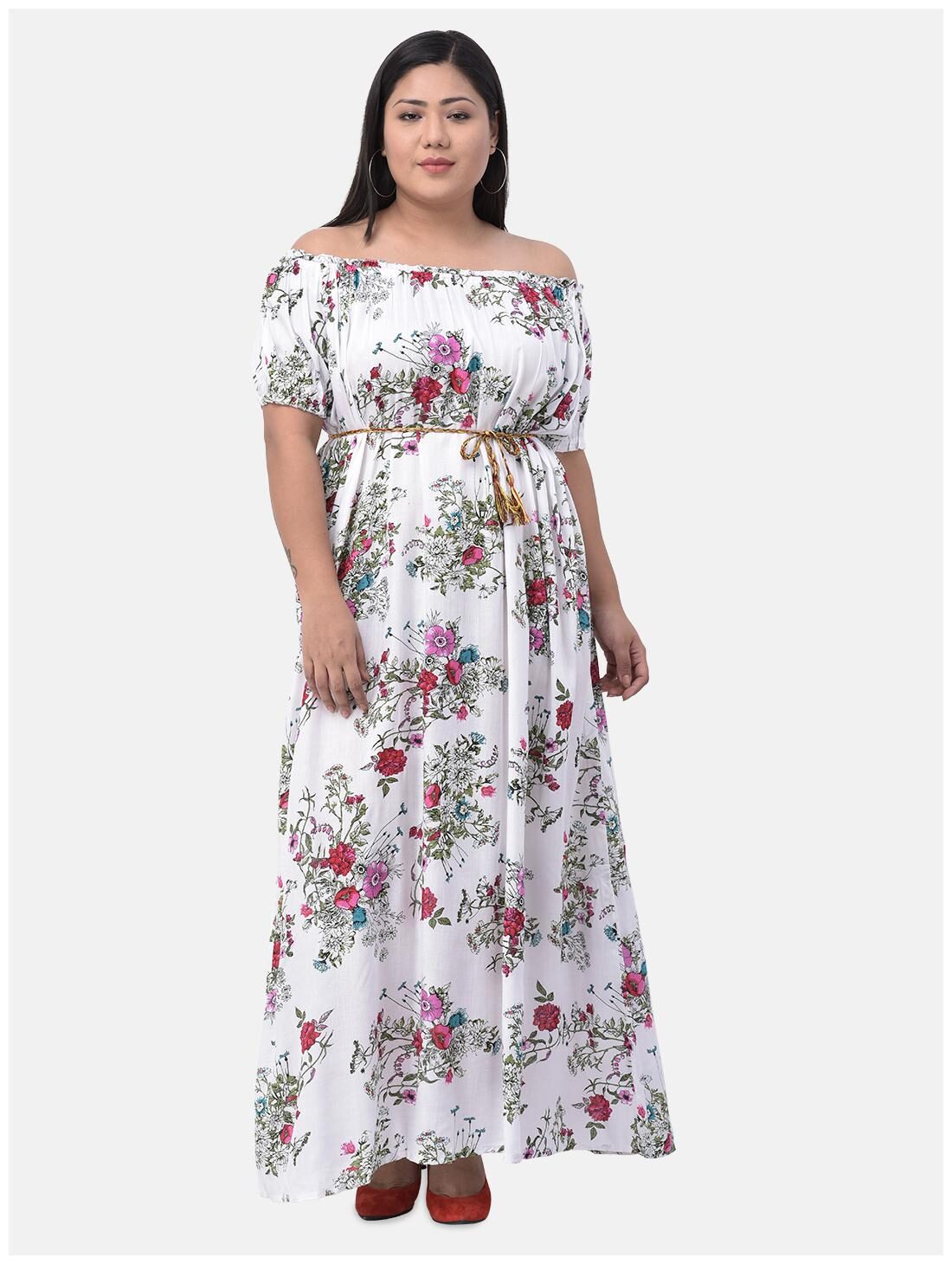 

VELDRESS White Floral Fit flare dress