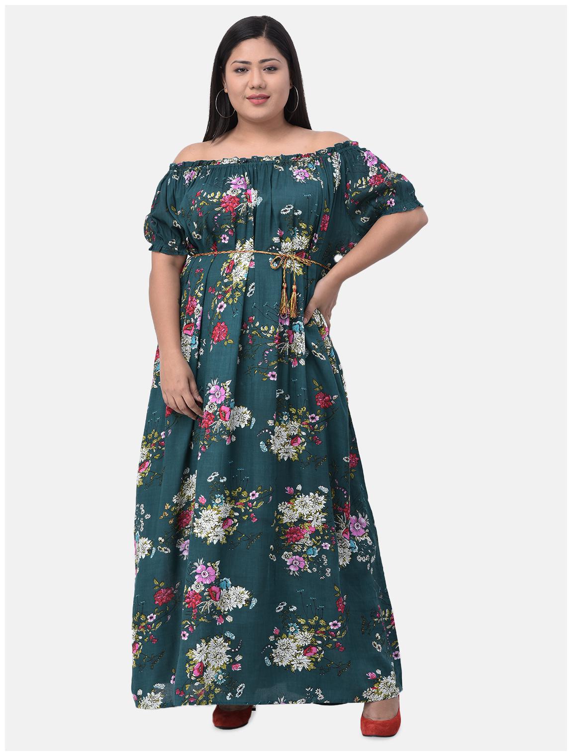 

VELDRESS Green Floral Fit flare dress