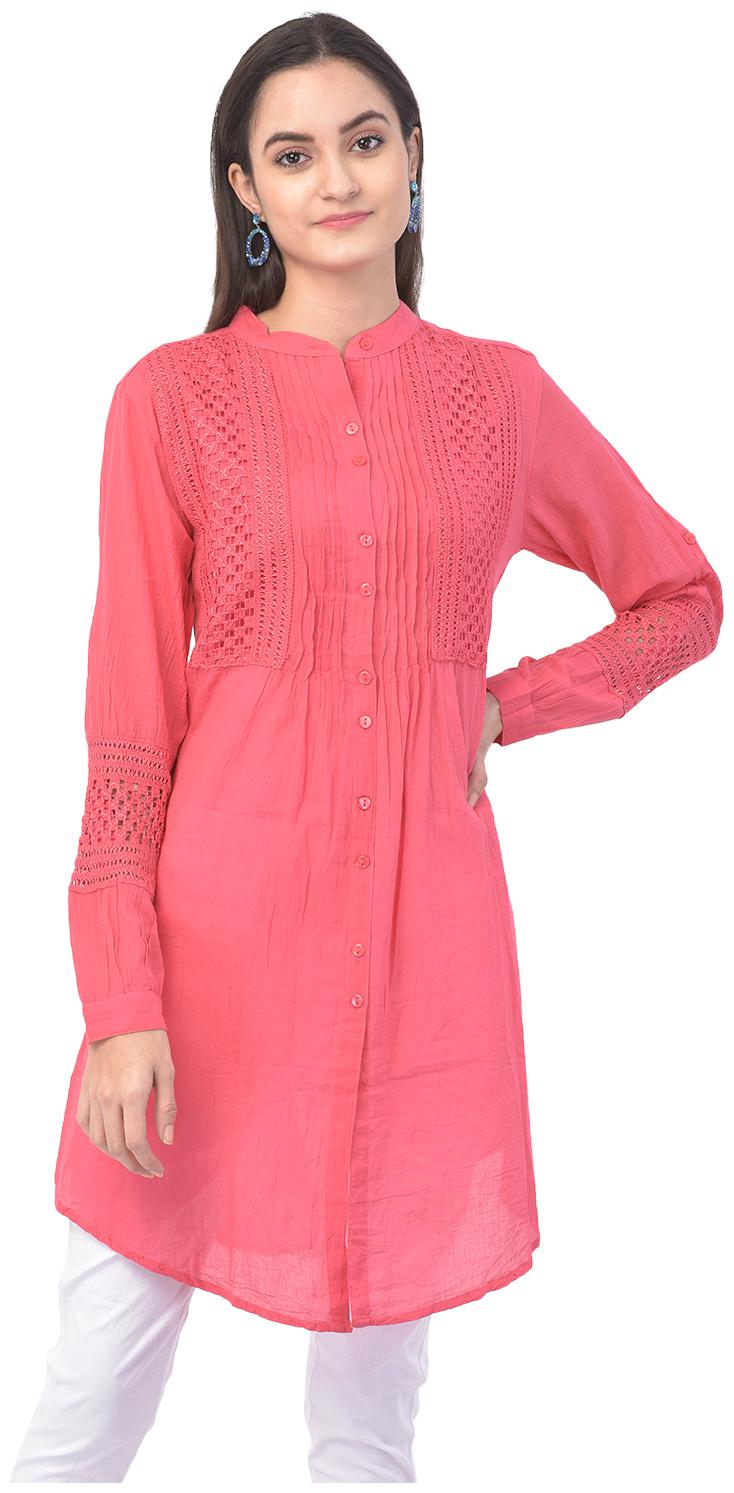 

VELDRESS Women Self design Regular top - Pink