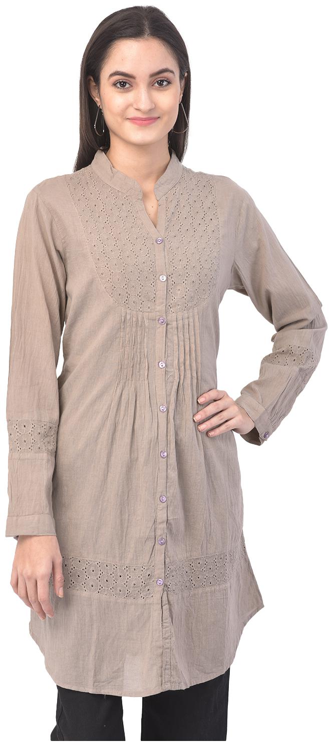 

VELDRESS Women Self design Regular top - Beige