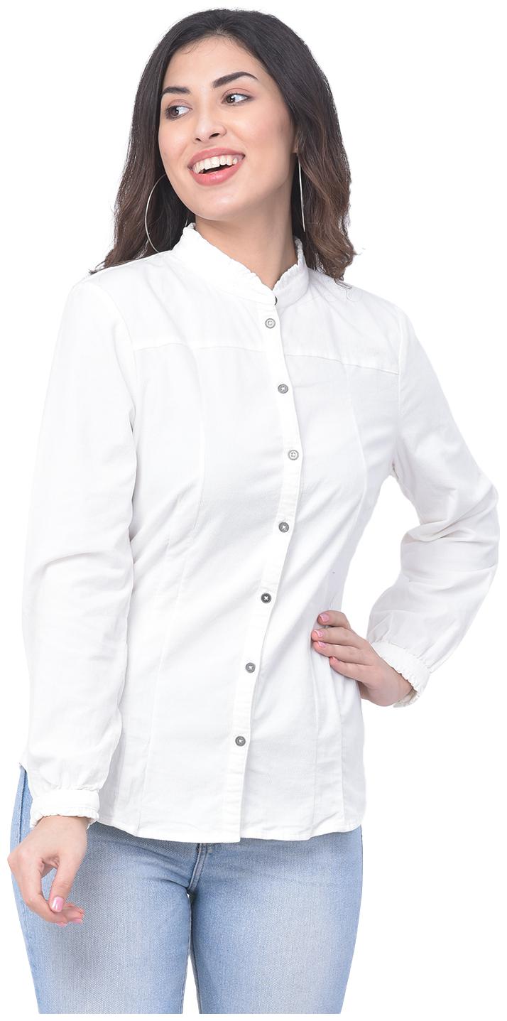 

VELDRESS Women White Solid Regular Fit Shirt