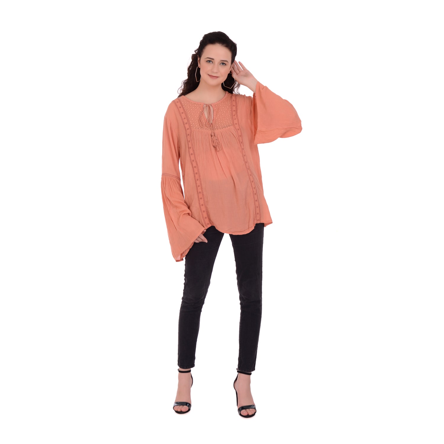 

VELDRESS Women Solid Fusion top - Orange