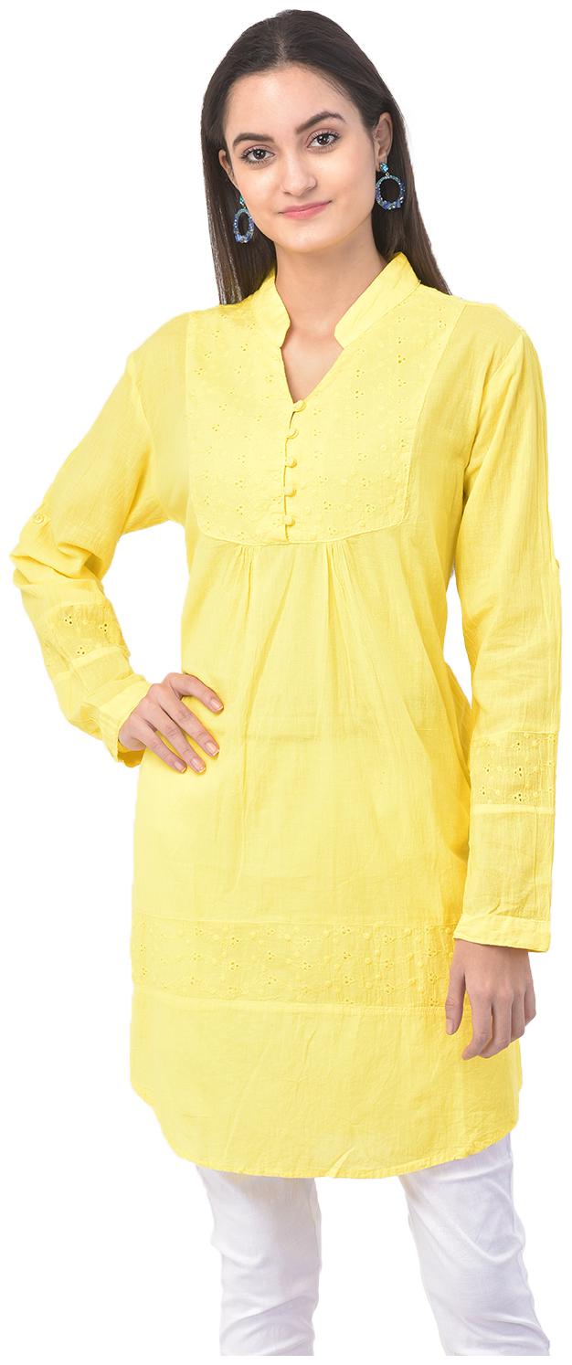 

VELDRESS Women Self design Regular top - Yellow