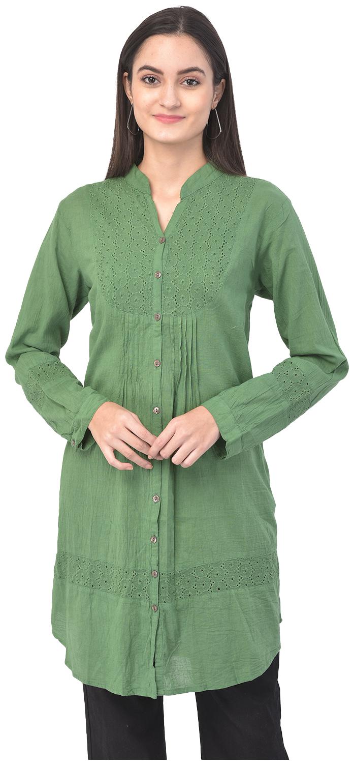 

VELDRESS Women Self design Regular top - Green