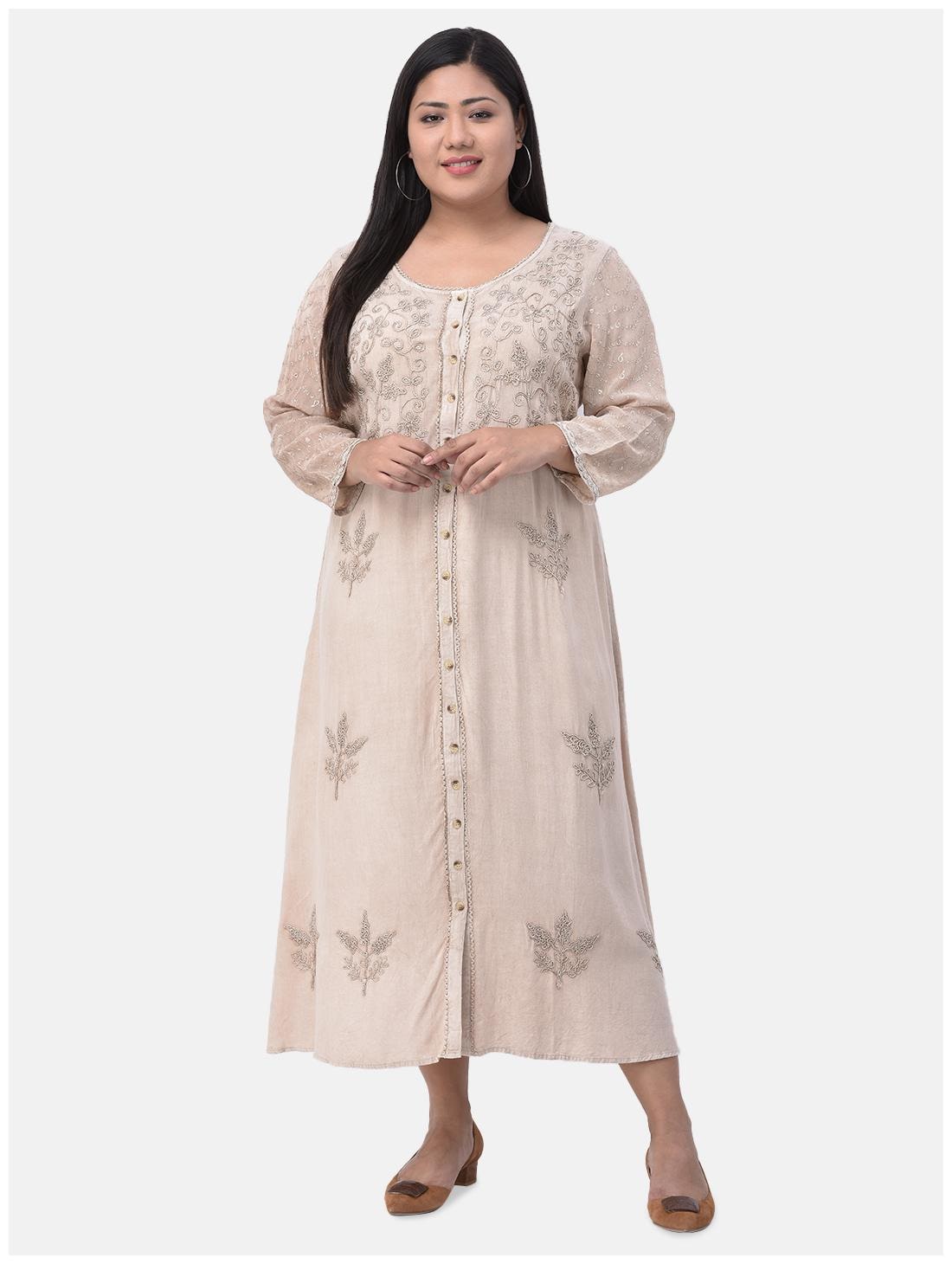 

VELDRESS Grey Embroidered Fit flare dress