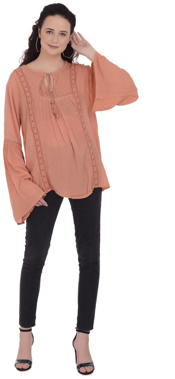 

VELDRESS Women Solid Fusion top - Orange