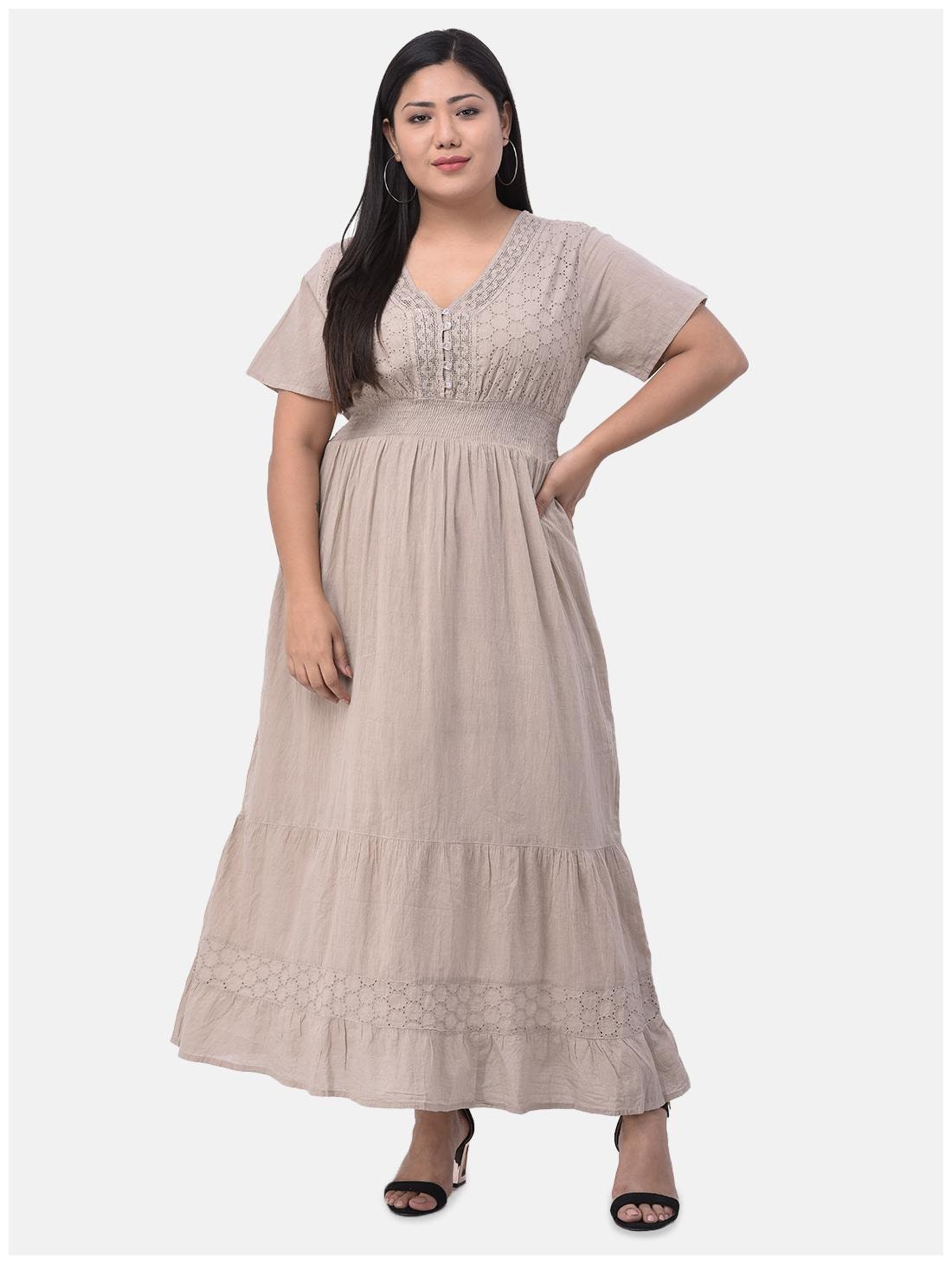 

VELDRESS Grey Solid Fit flare dress