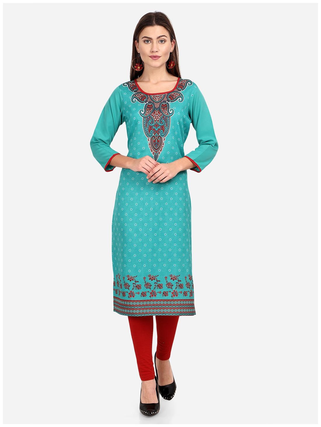 

Venika Creations Women Green Printed Straight Kurti