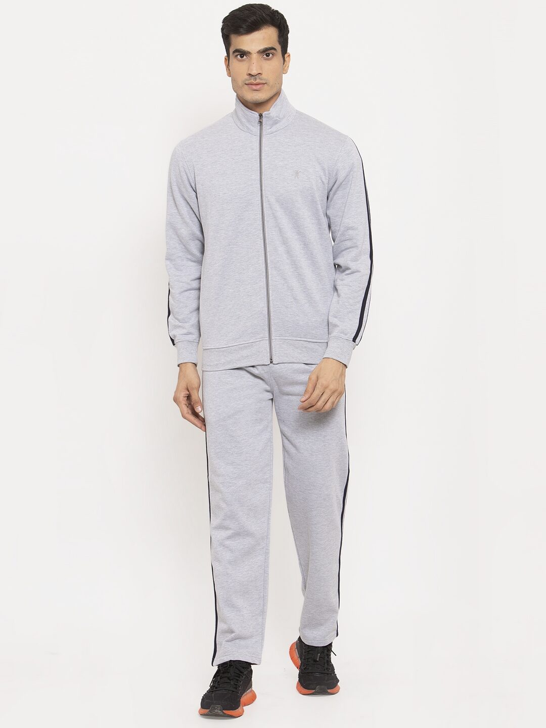 

VENITIAN Men Grey Solid Regular Fit Track Suit