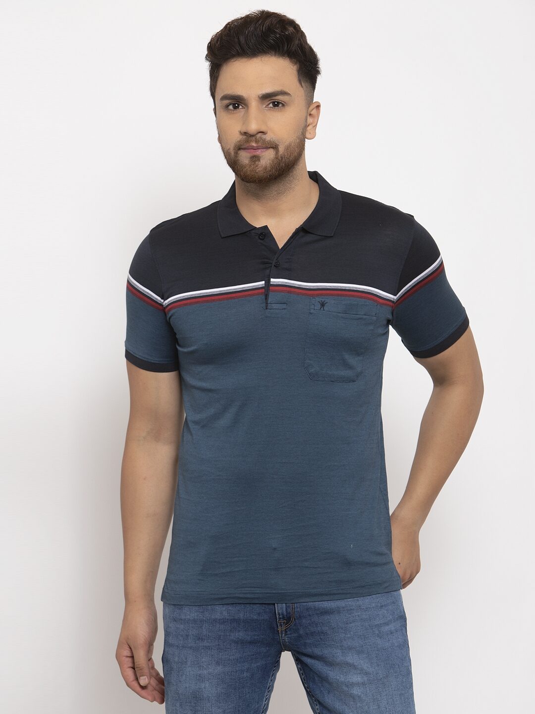 

VENITIAN Men Blue Regular fit Cotton Polo collar T-Shirt - Pack Of 1