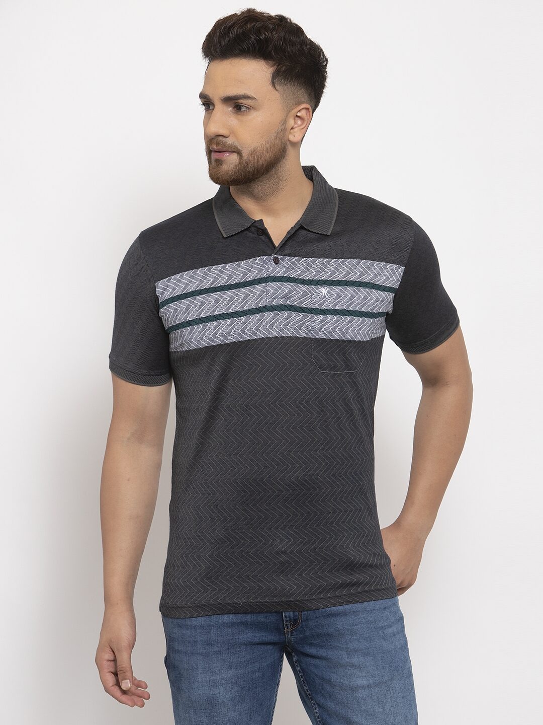 

VENITIAN Men Grey Regular fit Cotton Polo collar T-Shirt - Pack Of 1